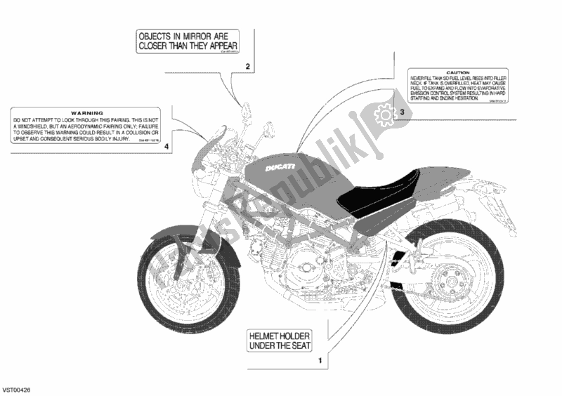 All parts for the Warning Labels Usa of the Ducati Monster S2R 800 USA 2005